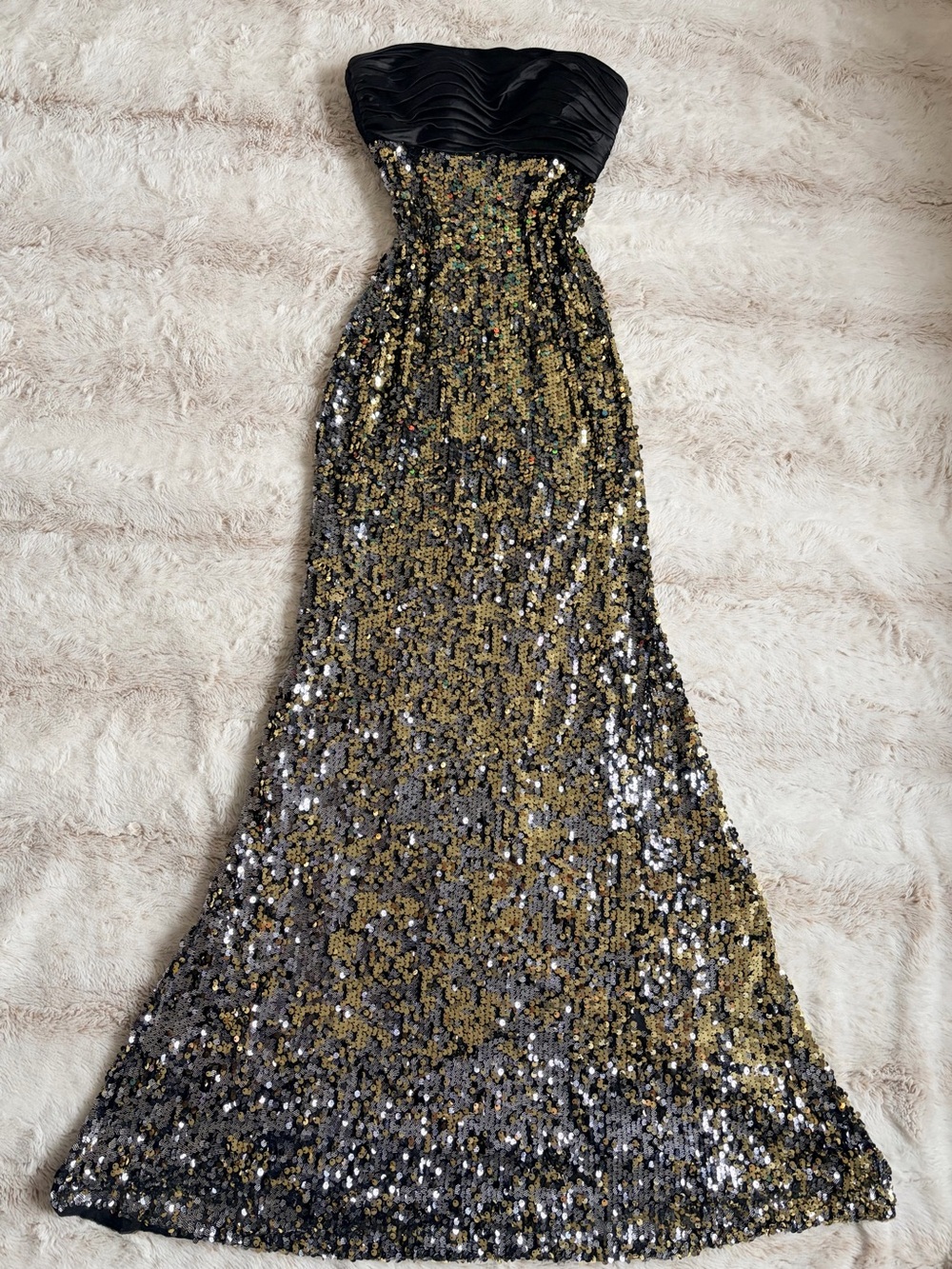✨ Vintage Y2K La Femme Sequin Gown Corset Open Back McBling Formal Glam Party